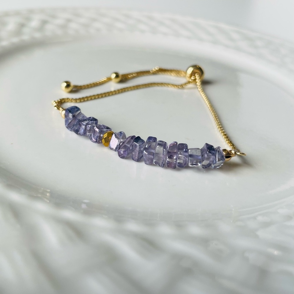 Gold and Purple Beaded Bracelet